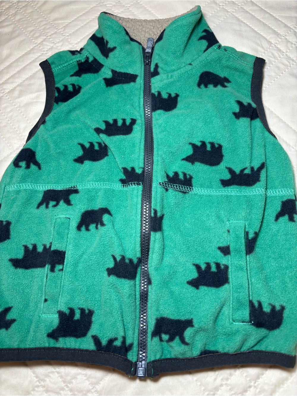 Carter's 24M  Teal and Black Bear Fleece Vest